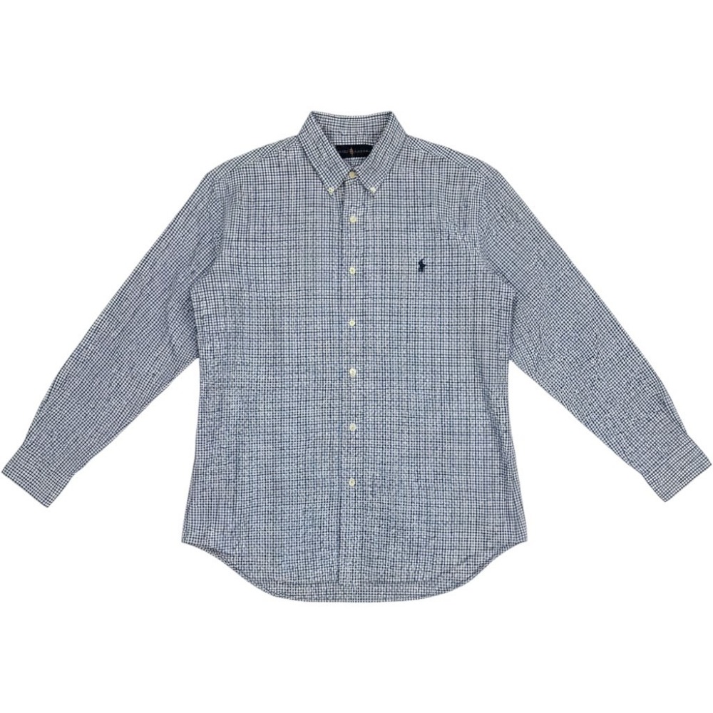 Ralph Lauren Mens XL Gingham Check Button Down Shirt Blue White Long Sleeve